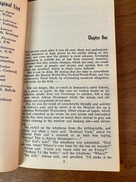 Bantam Book - THE LIST OF ADRIAN MESSENGER by Philip MacDonald