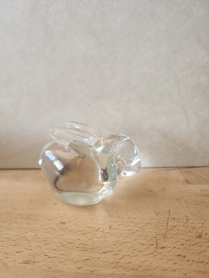 VTG Glass Rabbit Bunny Paperweight Figurine Clear