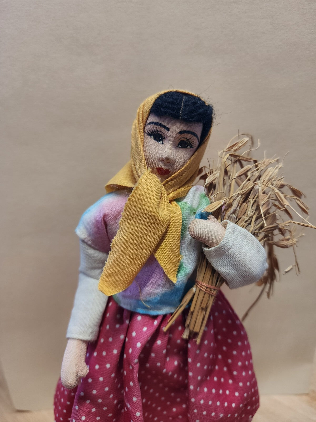 VTG HANDMADE DOLL HOLDING WHEAT PHILLIPINES 9”