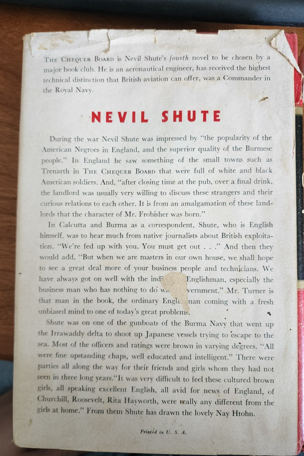 The Chequer Board by Nevil Shute 1947