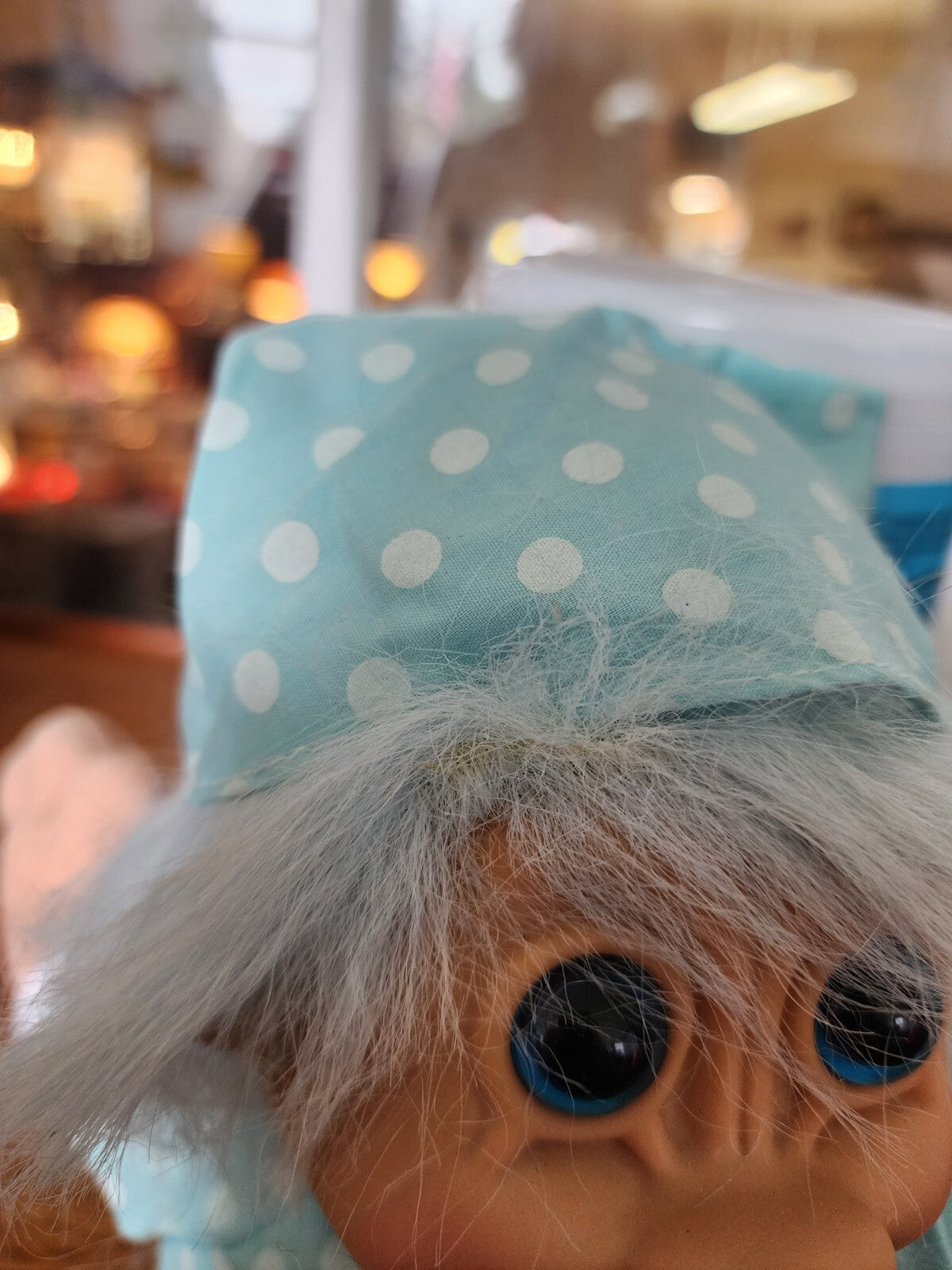 Vtg Russ Troll Doll Blue Night Cap Plush Toy