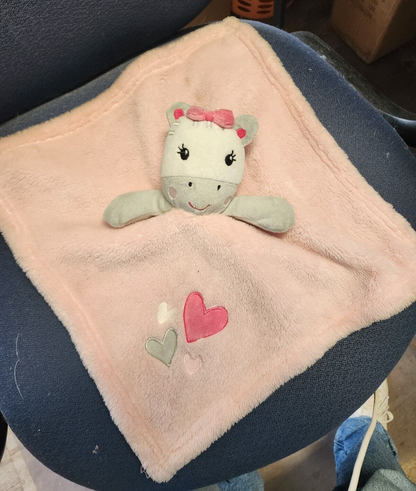 Baby Gear white & pink heart zebra security blankets