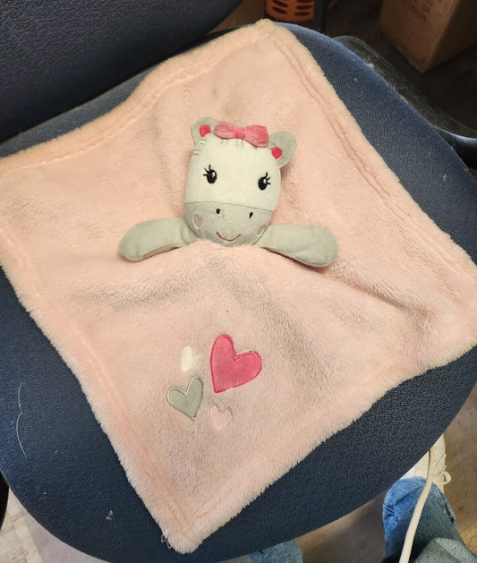 Baby Gear white & pink heart zebra security blankets