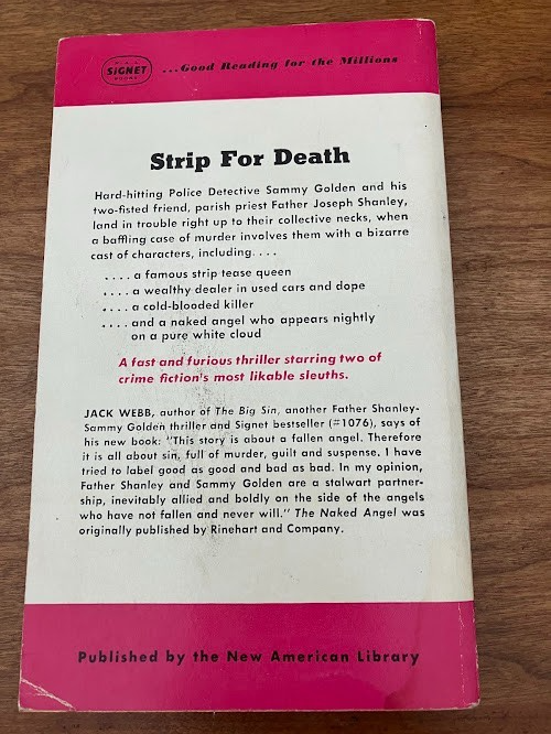 Vtg Paperbacks lot of 2 - Jack Webb's: 'The Naked Angel' & 'The Broken Doll'