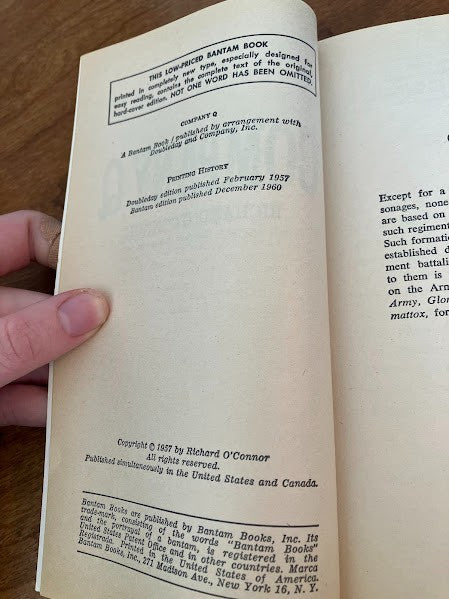 Bantam Book: COMPANY Q by Richard O'Connor