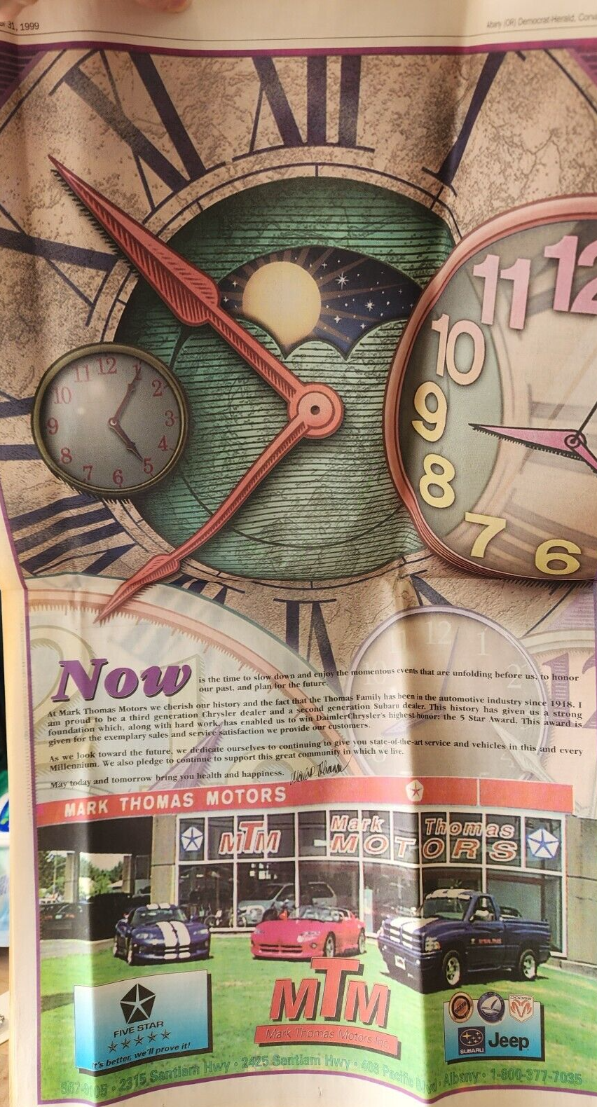 Newspaper December 31, 1999, Millenium Notebook, Albany (OR)