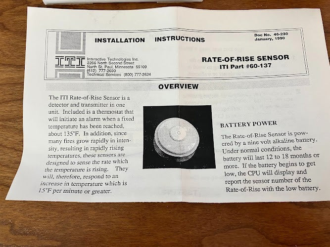 60-460-319.5 - Rate of Rise Sensor