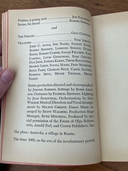 Vtg Pocket Book - Fiddler on the Roof by Joseph Stein