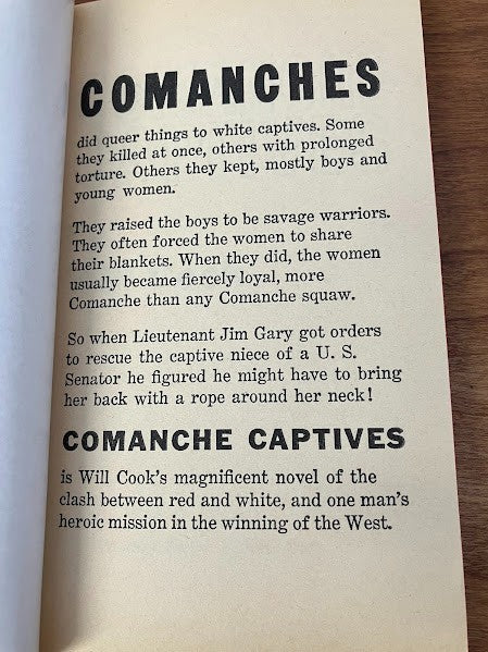 Bantam Books - COMANCHE CAPTIVES by Will Cook