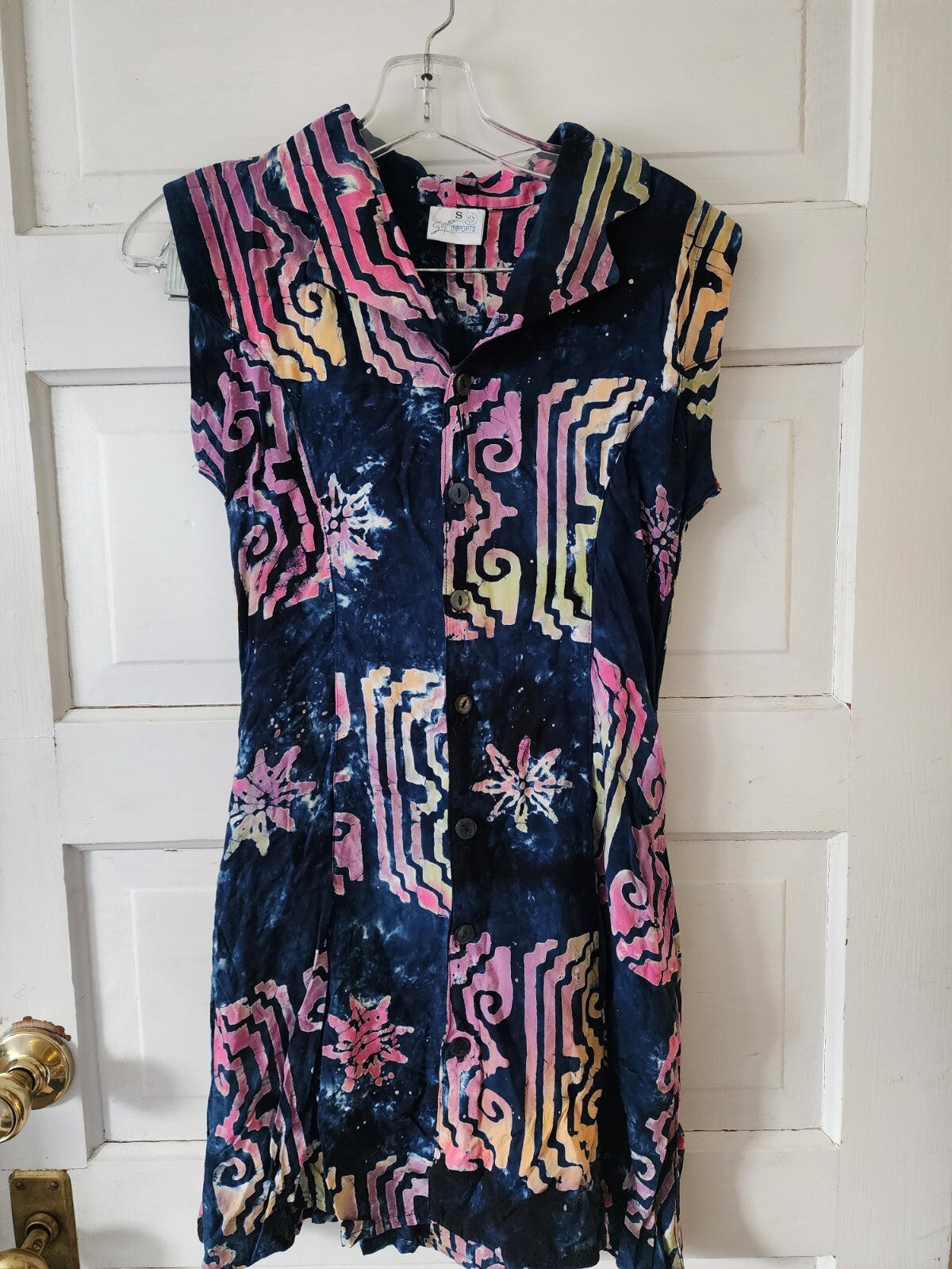Vtg Signature Imports Patterned Dress Size Small w/Pockets