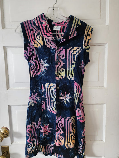 Vtg Signature Imports Patterned Dress Size Small w/Pockets
