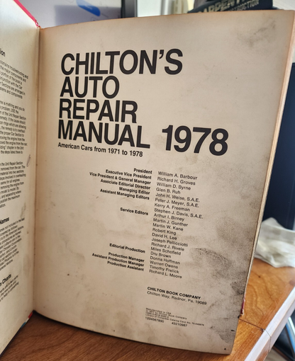 Vtg Chilton's Auto Repair Manual 1978 "American cars from 71 - 78" HC