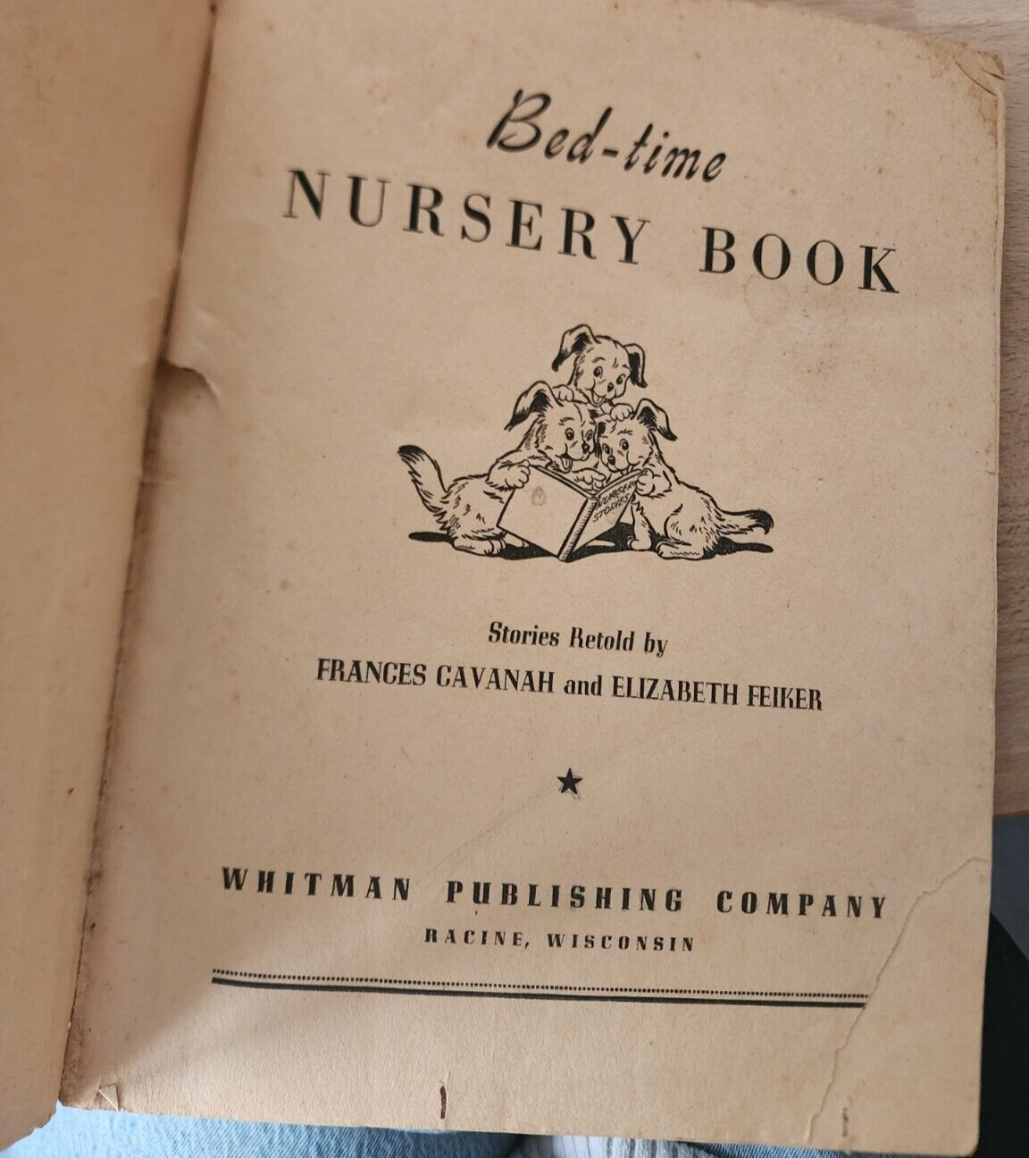 Vtg Bed-Time Nursery Book Rhymes Whitman Publishing - 1944