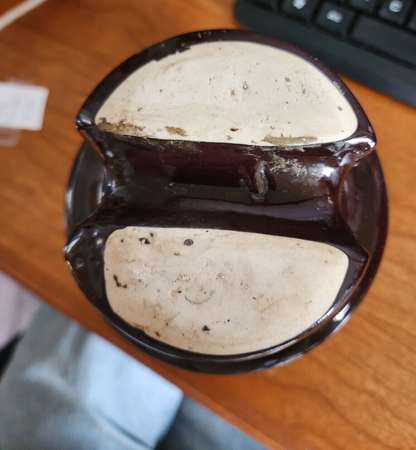 Vintage Large Telephone Insulator Brown Ceramic 6" x4.5"