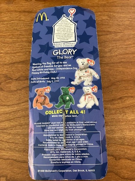 TY McDonalds Beanie Baby - Erin Maple Britannia Glory the Bear - FULL SET OF 4
