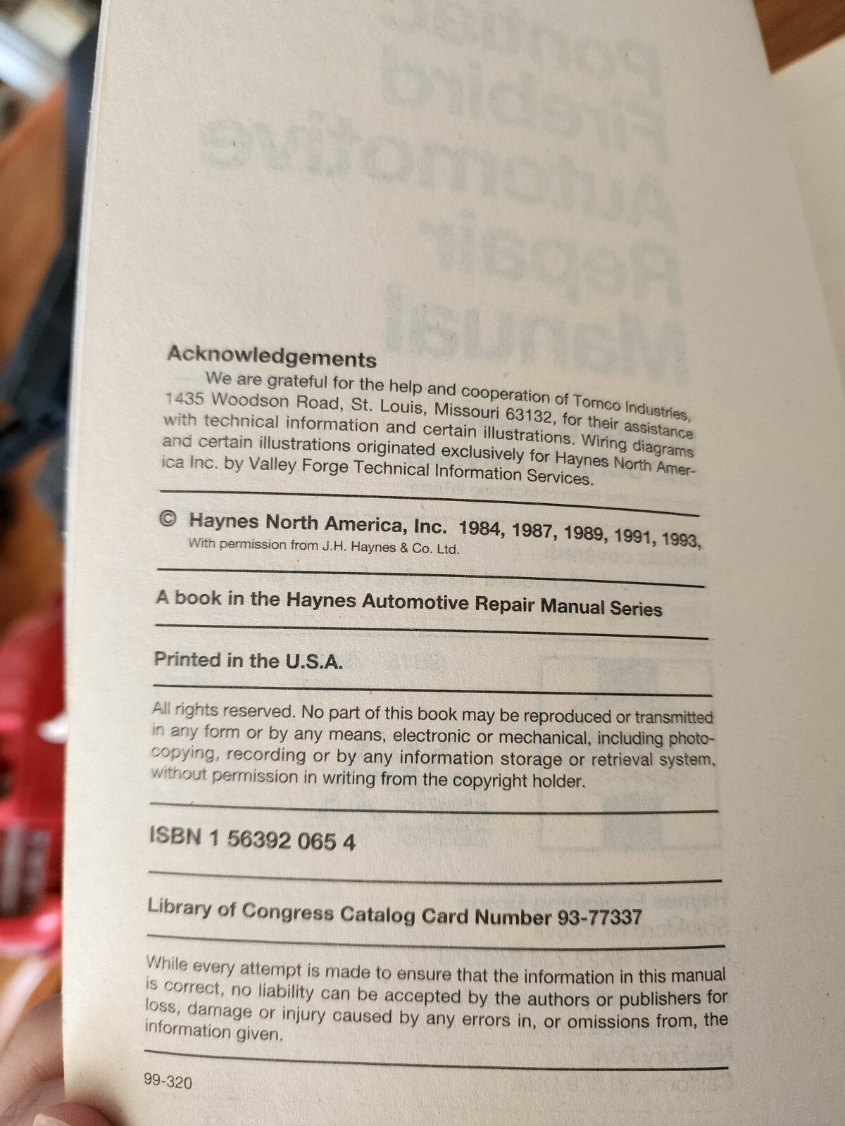 Vtg Haynes Repair Manual 1982-1992 Pontiac Firebird