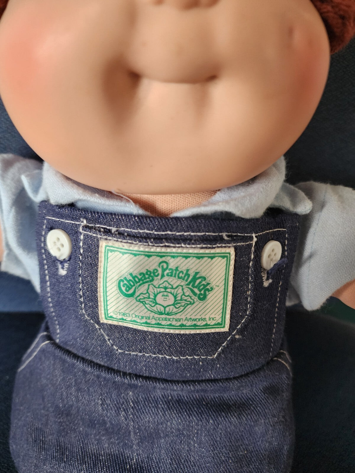 Vtg Cabbage Patch Kids Doll 1982 Boy Overalls Red Hair - 2 Outfits