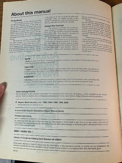Jeep Wrangler 1987-00 All Models - Haynes Repair Manual