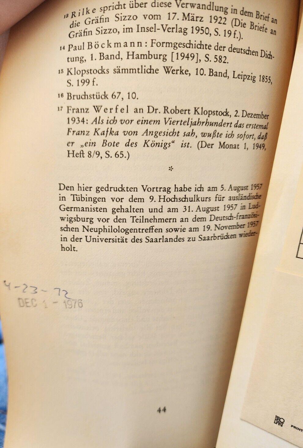 Kafka, der Dichter : Ein Vortrag. Friedrich Beissner Beißner, Friedrich: