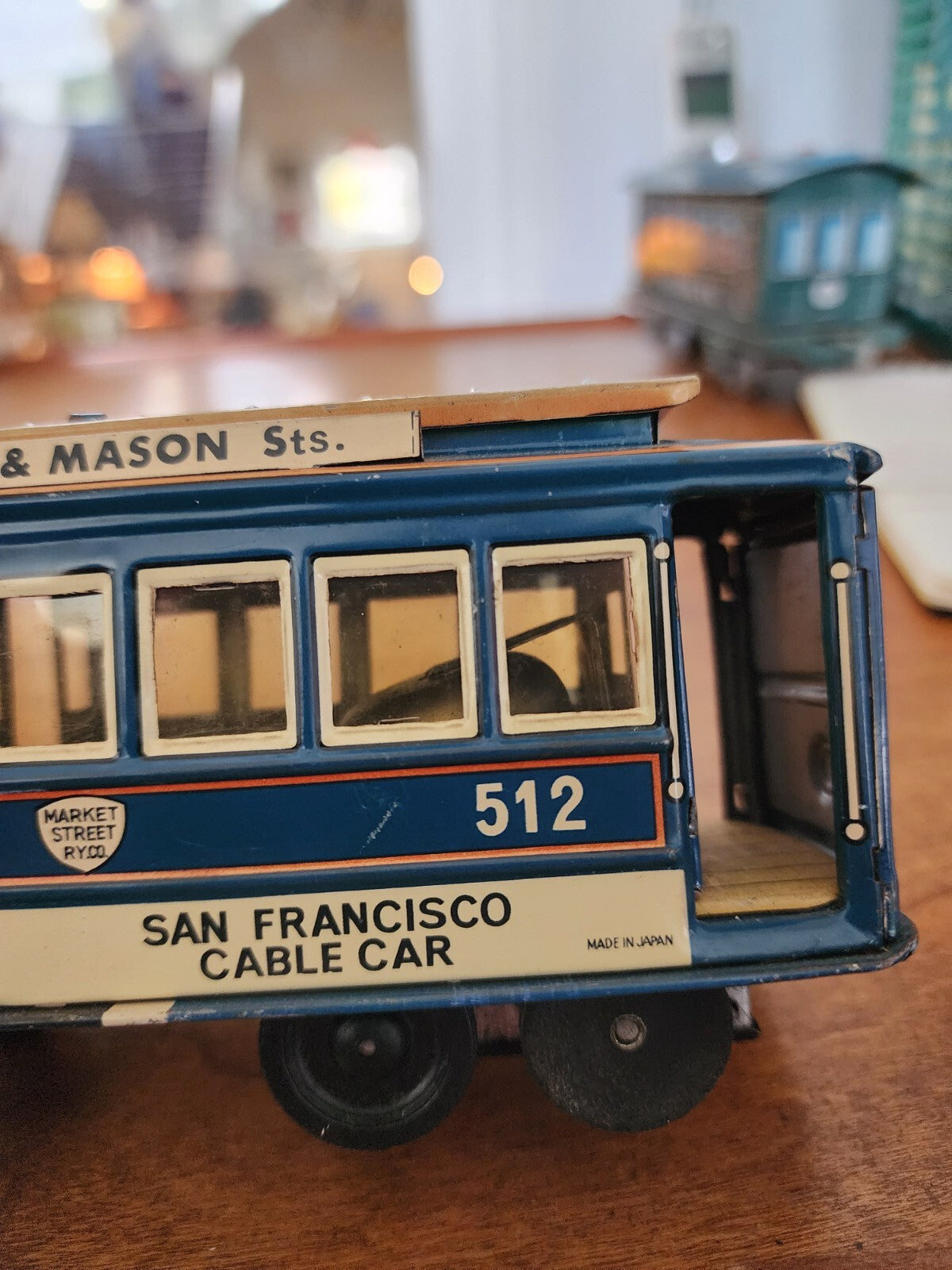 Vtg Bay & Taylor Powell & Mason San Francisco Blue Cable Car 1970's
