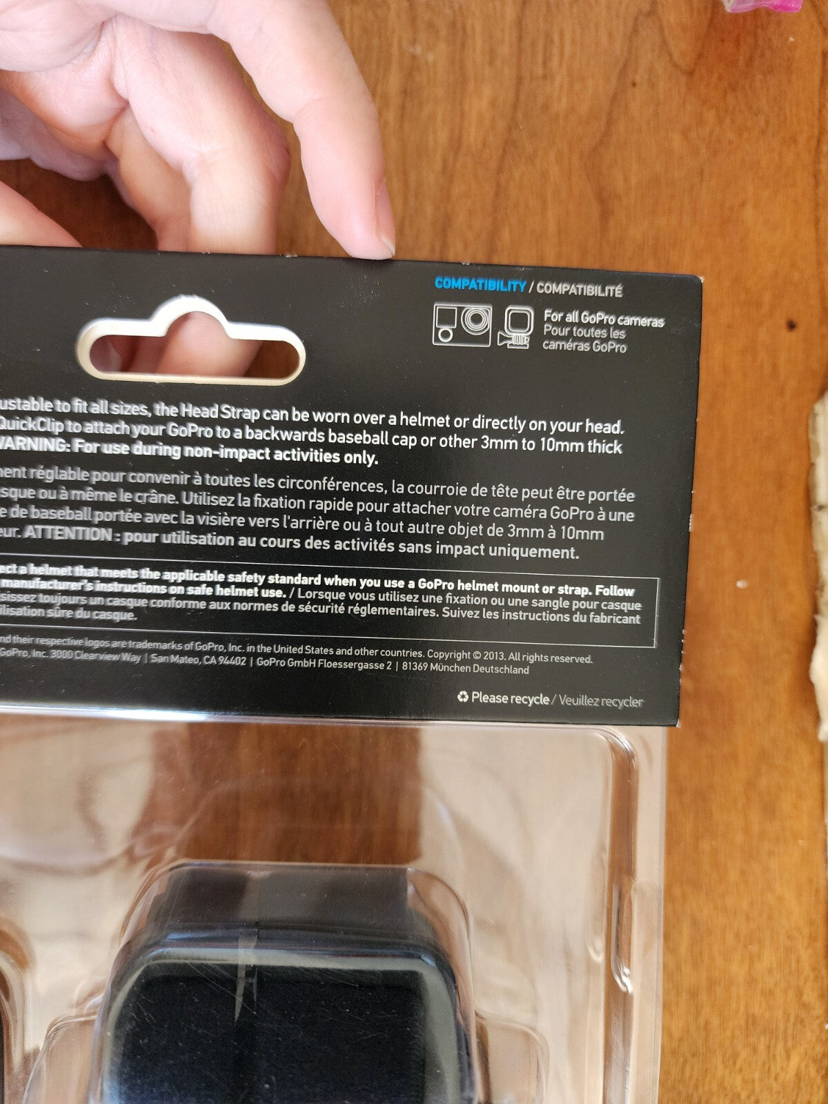 GoPro Quick Clip Head Strap - Black, ACHOM-001 NEW