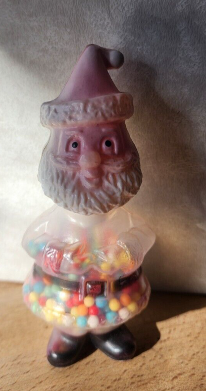 Vtg Plastic Blow Mold Santa Candy Container
