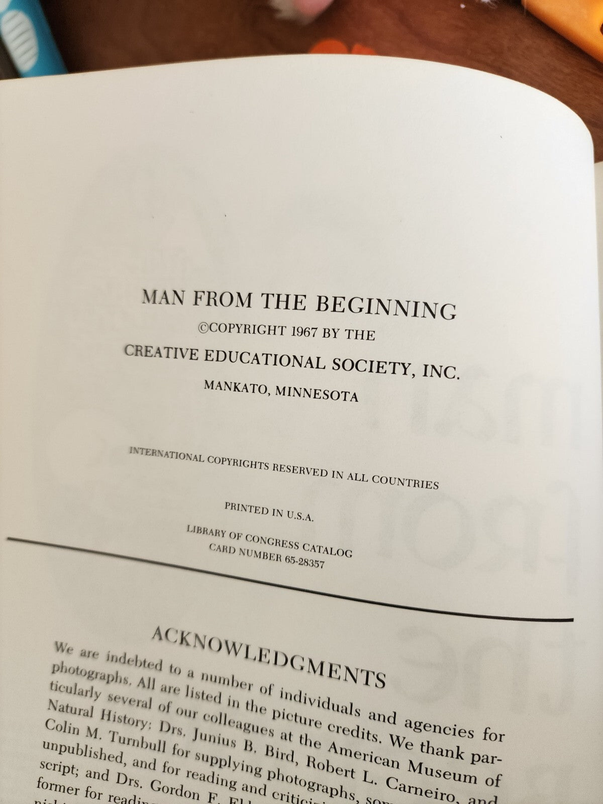 Man From the Beginning - Stanley & Ruth S. Freed (HC, 1967)