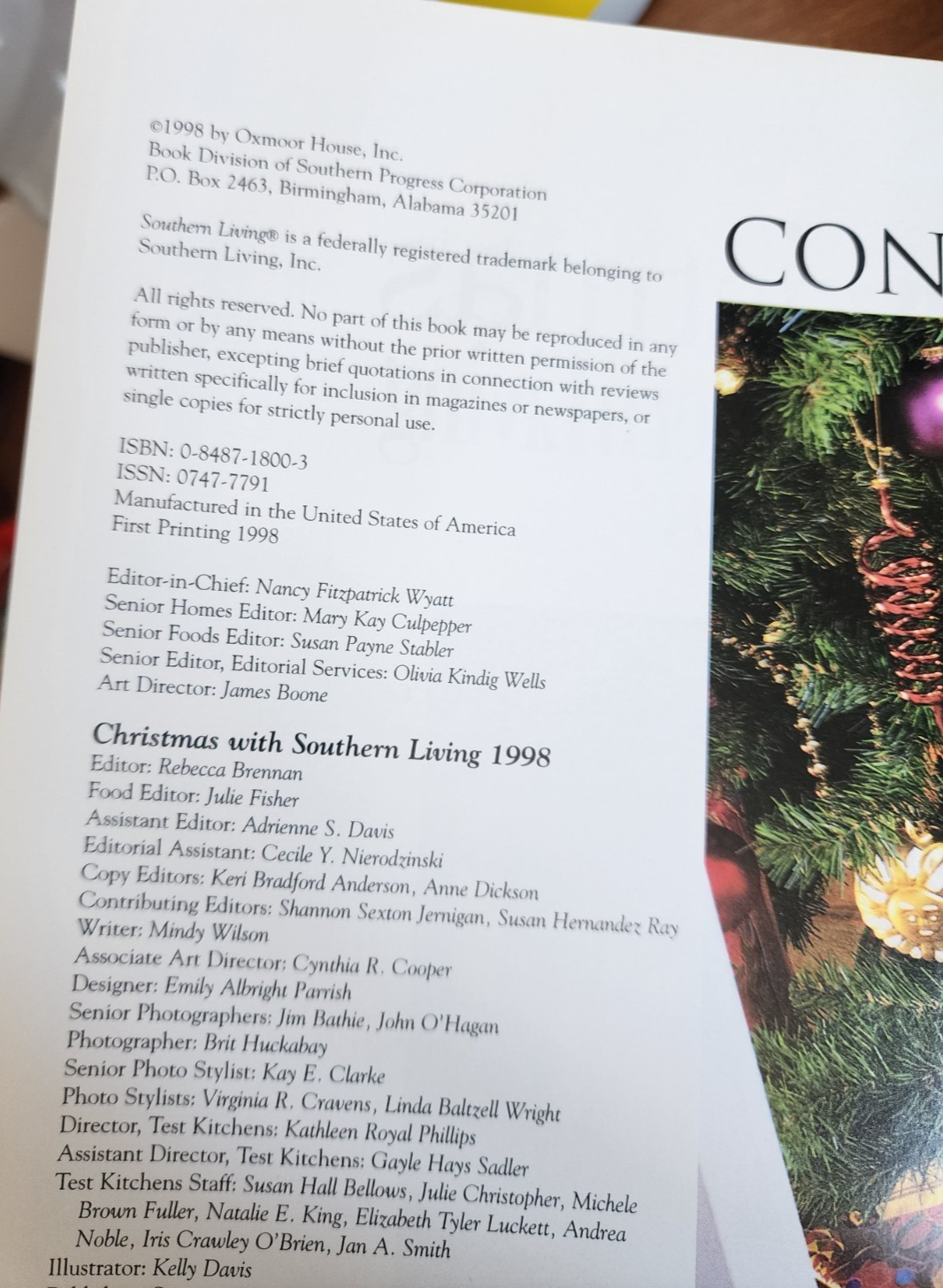 Christmas with Southern Living 1998 - HC Book By Brennan, Rebecca