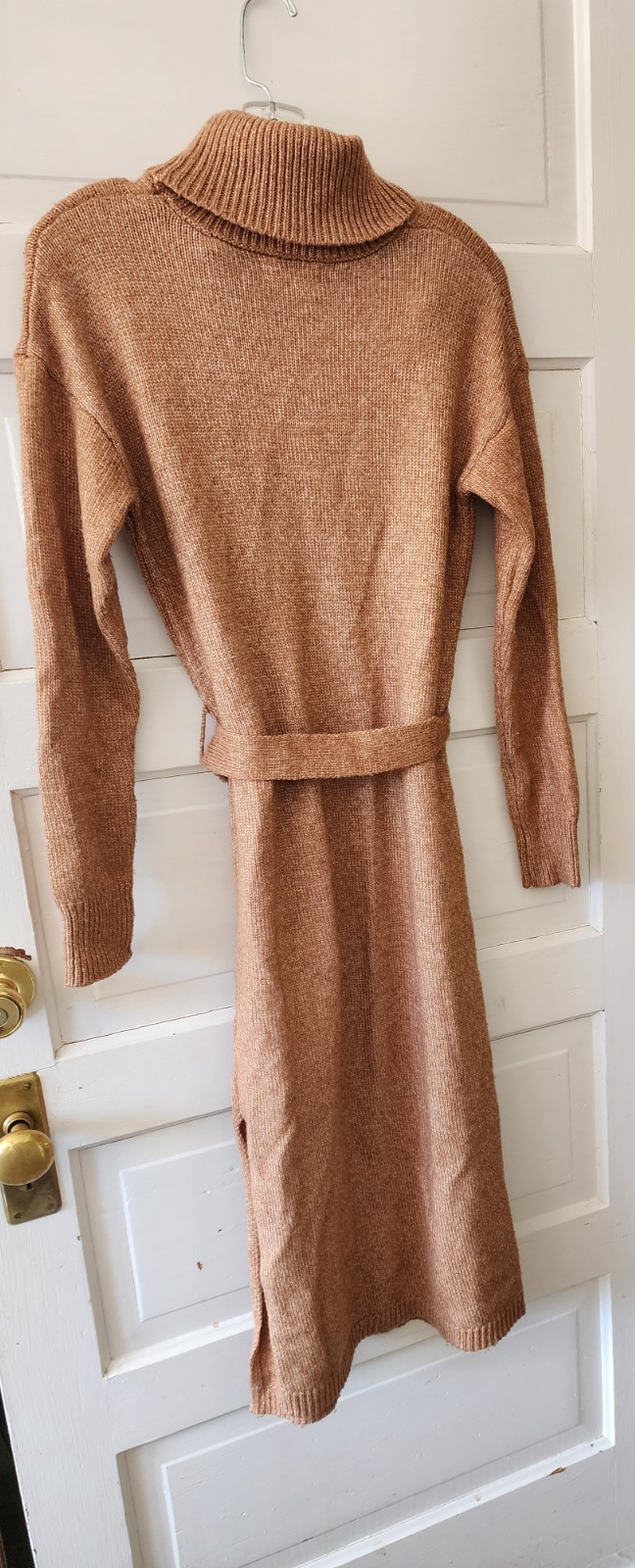 Rachel Zoe XS Tie Belt Turtleneck Knit Sweater Dress Copper