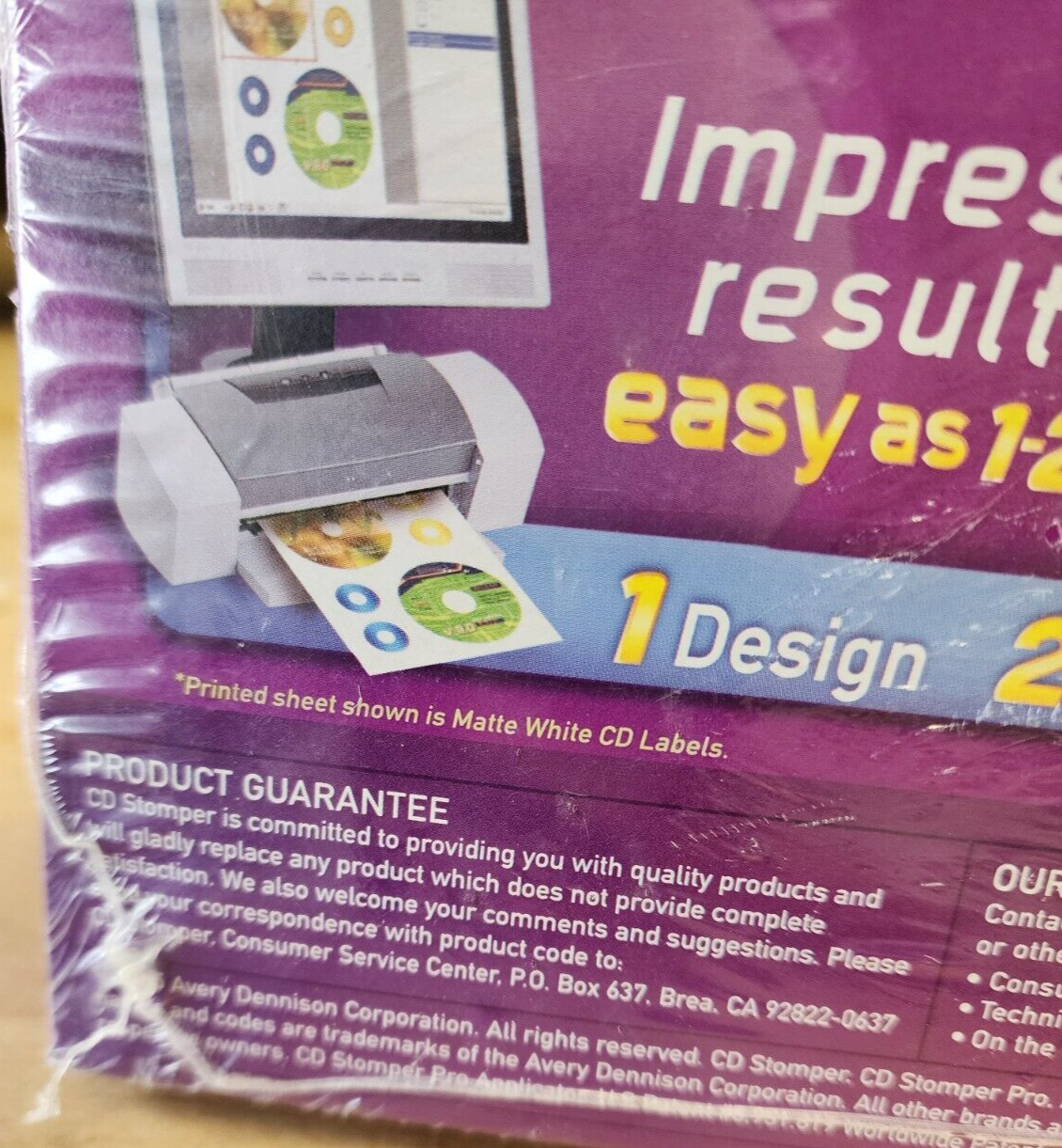 CD Stomper 300 Labels Matte White Standard Full Face Sealed