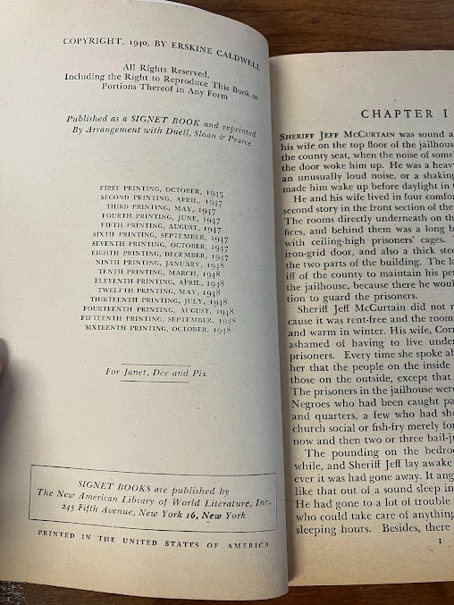 Vtg Paperbacks by Erskine Caldwell - lot of 5