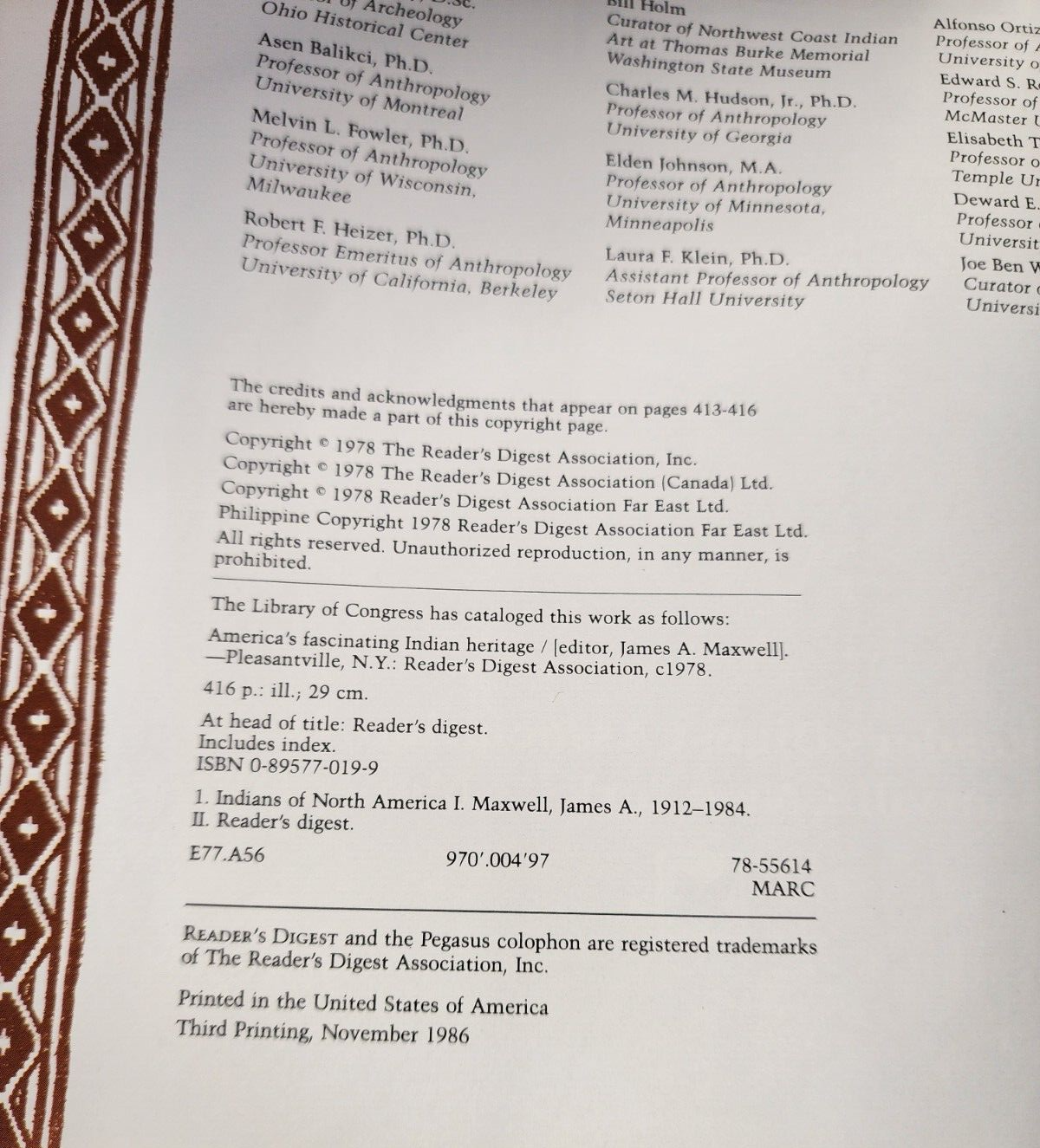 America's Fascinating Indian Heritage by Reader's Digest Editors 1986