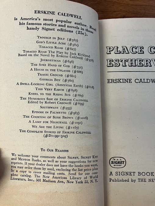 Vtg Paperbacks by Erskine Caldwell - lot of 5