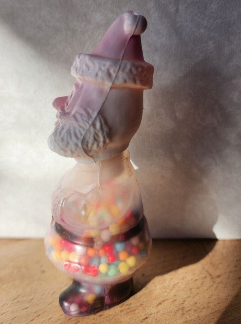Vtg Plastic Blow Mold Santa Candy Container