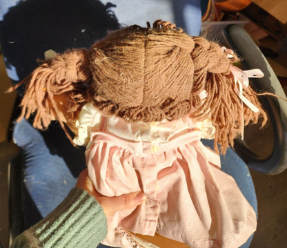 Vtg Cabbage Patch Kids Girl Brown Hair Eyes Factory 1985 Pink Dress & Pants