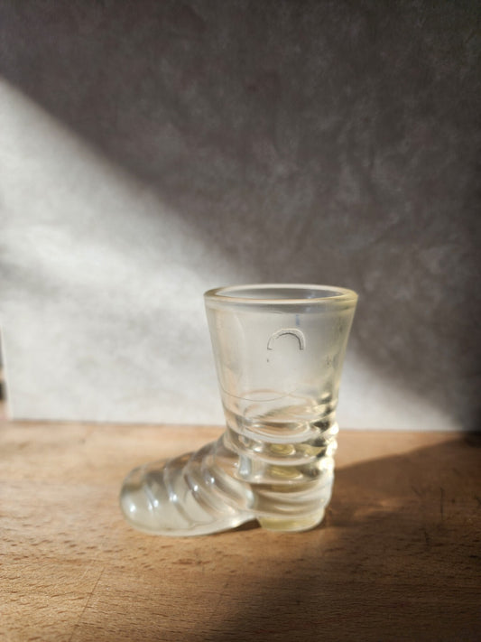 Clear Shot Glass Boot - Texas Star on bottom