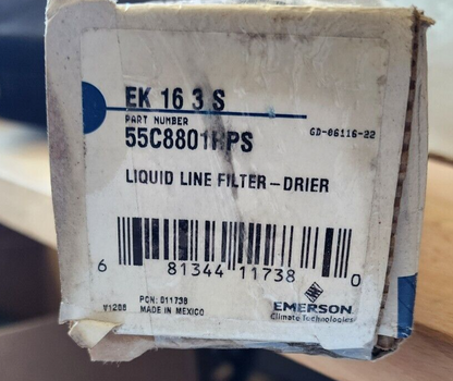 EMERSON Liquid Line Filter Drier, Compacted Bead EK163S - 3/8" 16 in³ 047614