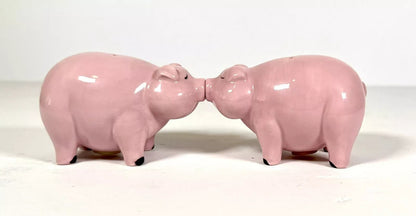 Vintage Kissing Pigs Salt and Pepper Shaker Set Magnetic Kissing Pigs S&P EUC