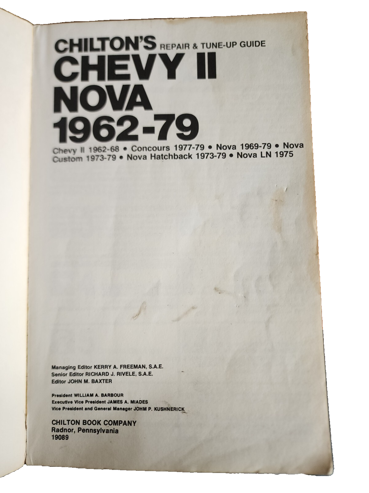Chevy II Nova 1962-79 Chilton's Repair & Tune-Up Guide Manual