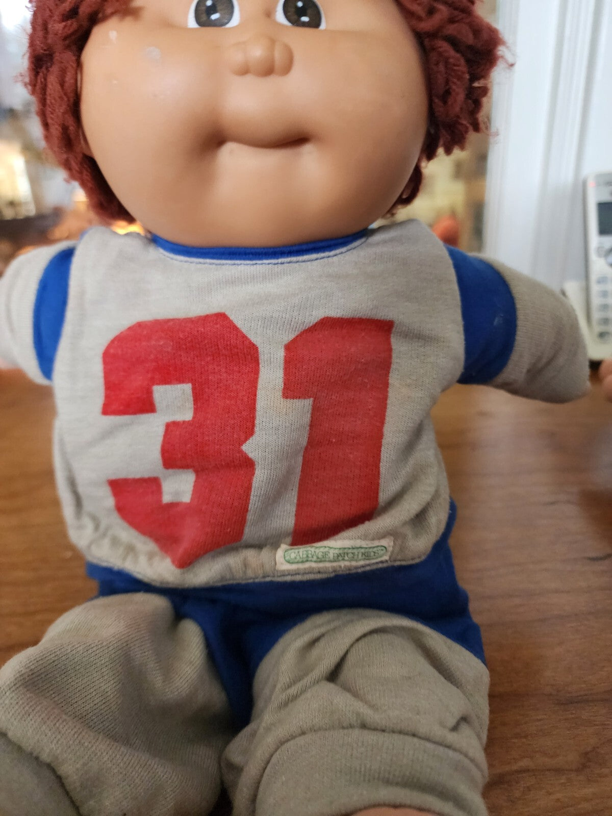Vtg Cabbage Patch Kid Doll With Redish Brown Yarn Hair "31" Shirt 1982