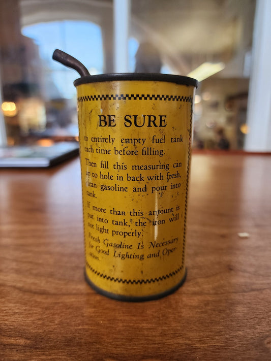 Vtg Gasoline Measuring Can for Instant Lighting Irons