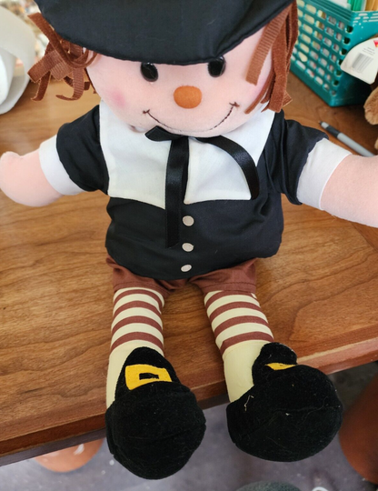 VTG Pilgrim Pals Plush Doll Gibson Greetings 1996 Boy Thanksgiving 16"