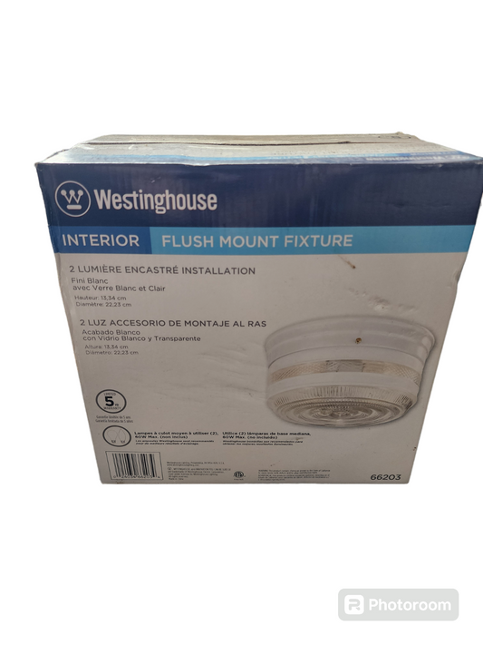 Westinghouse Interior Flush Mount Light Fixture White Finish w White/Clear Glass