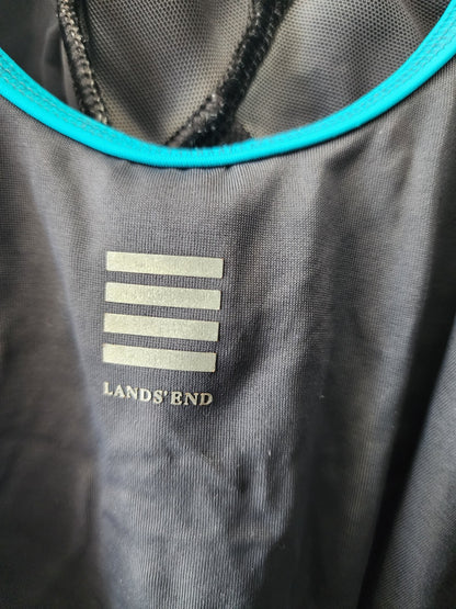 LANDS END WOMEN ONE PIECE SCOOP NECK CROSS-BACK SWIMSUIT BLACK SIZE 16