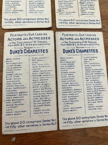 DUKE'S CIGARETTES: PORTRAITS OF ACTORS & ACTRESSES - Lot of 4