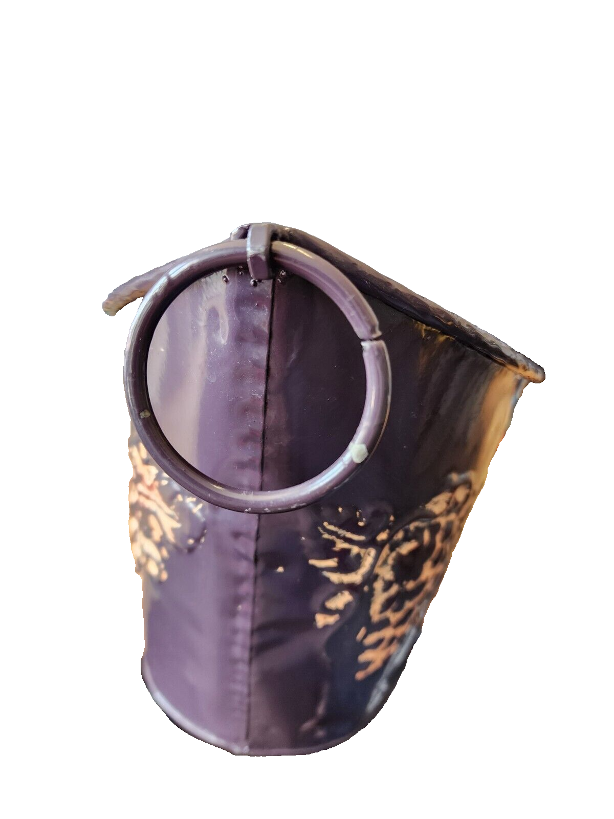 Purple decorative metal tin with handles 18" x 8" x 5"