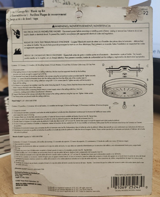 Portfolio Nickel Finish 2-in-1 Canopy Kit #256492 – NEW