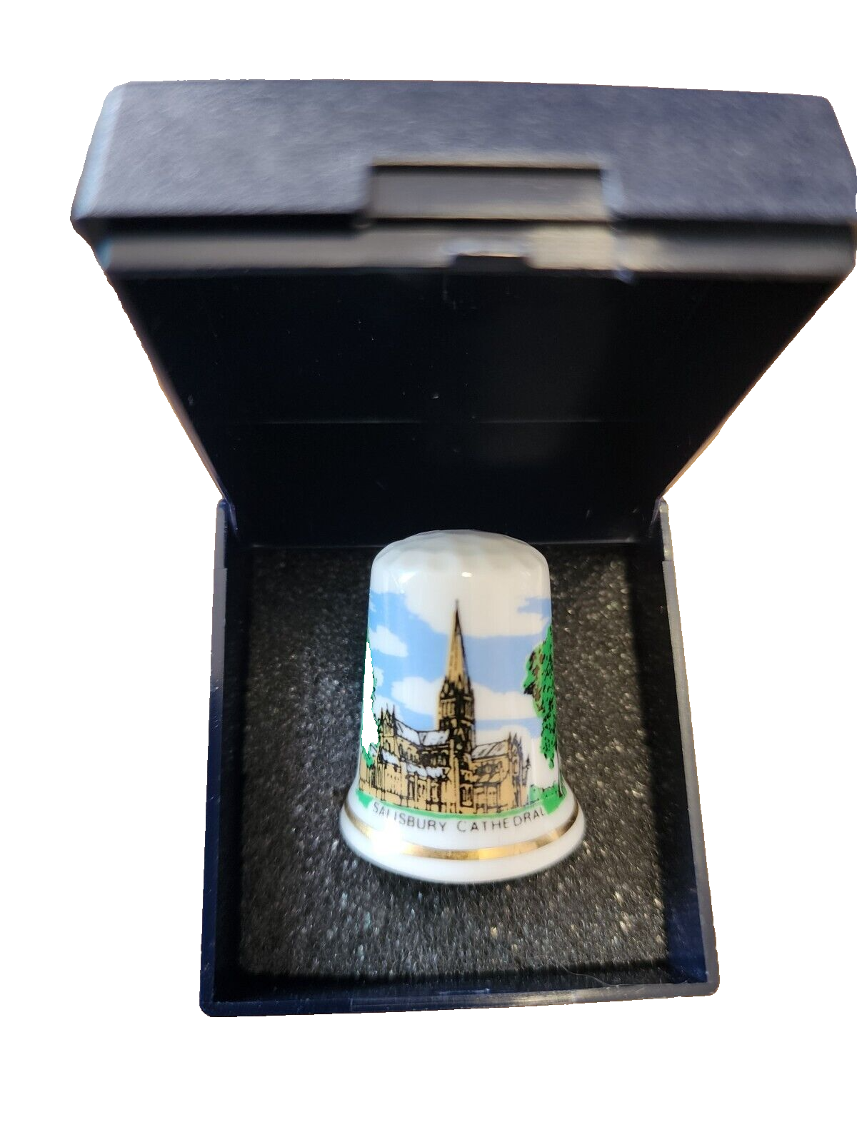 Antique English Bone China Thimble Salisbury Cathedral Forest China Company