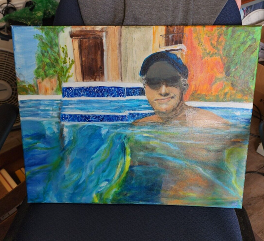 Handsome Dude in Cubo - Art by Marie Brittan - Acrylic painting 20 x 16