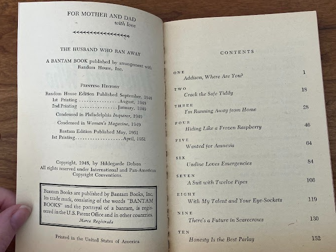 Vtg Paperback - THE HUSBAND WHO RAN AWAY by Hildegarde Dolson